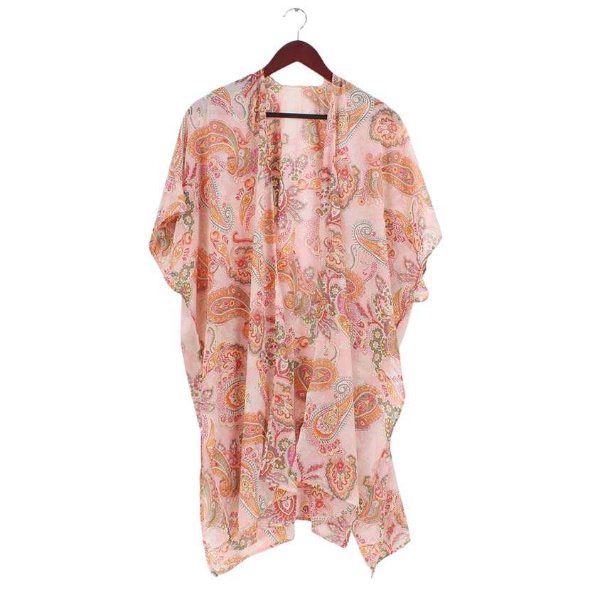 Paisley Patterned Cover Up Kimono Poncho - Madeline Love - Flyclothing LLC