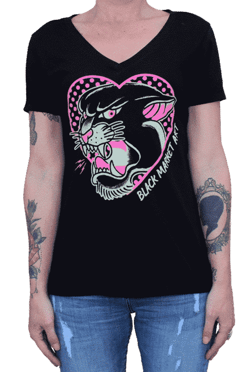 Black Market Art Company Pink Panther Women's V-Neck T-Shirt