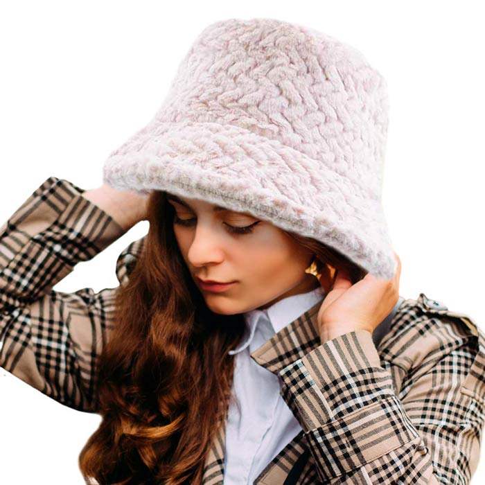 Patterned Faux Fur Solid Bucket Hat - Madeline Love - Flyclothing LLC