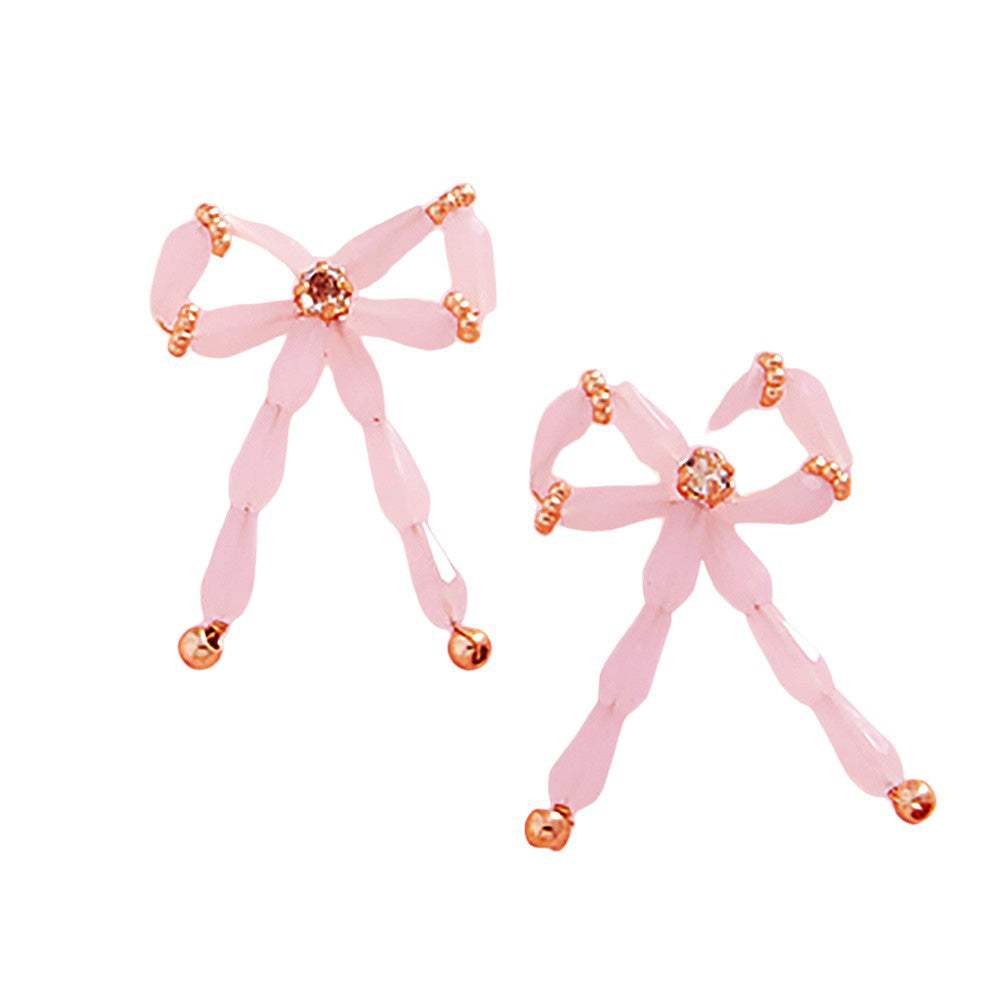Pearl Beads Bow Earrings - Madeline Love - Flyclothing LLC