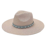 Pearl Embellished Aztec Band Panama Sun Hat - Madeline Love - Flyclothing LLC