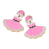 Pearl Pointed Enamel Christmas Dress Dangle Earrings - Madeline Love - Flyclothing LLC