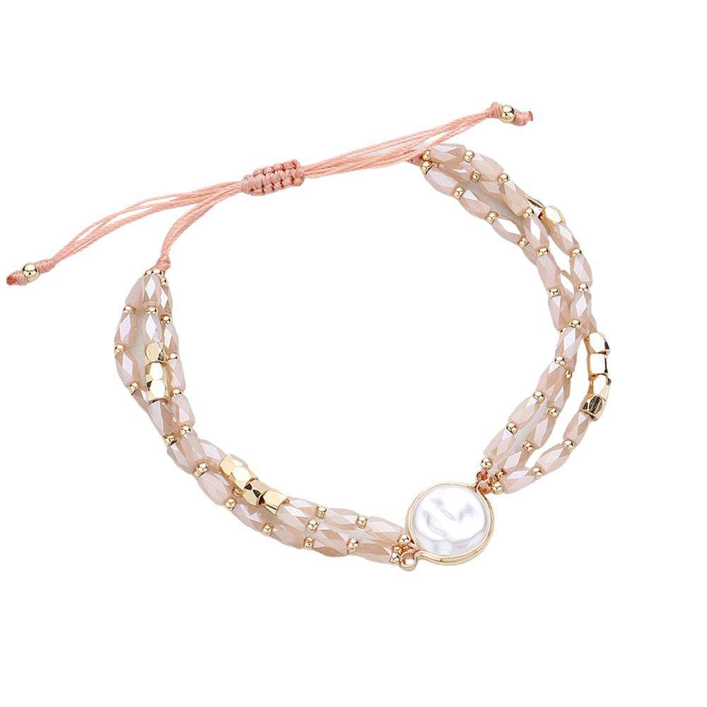 Pearl Pointed Faceted Beaded Pull Tie Cinch Bracelet - Madeline Love - Flyclothing LLC