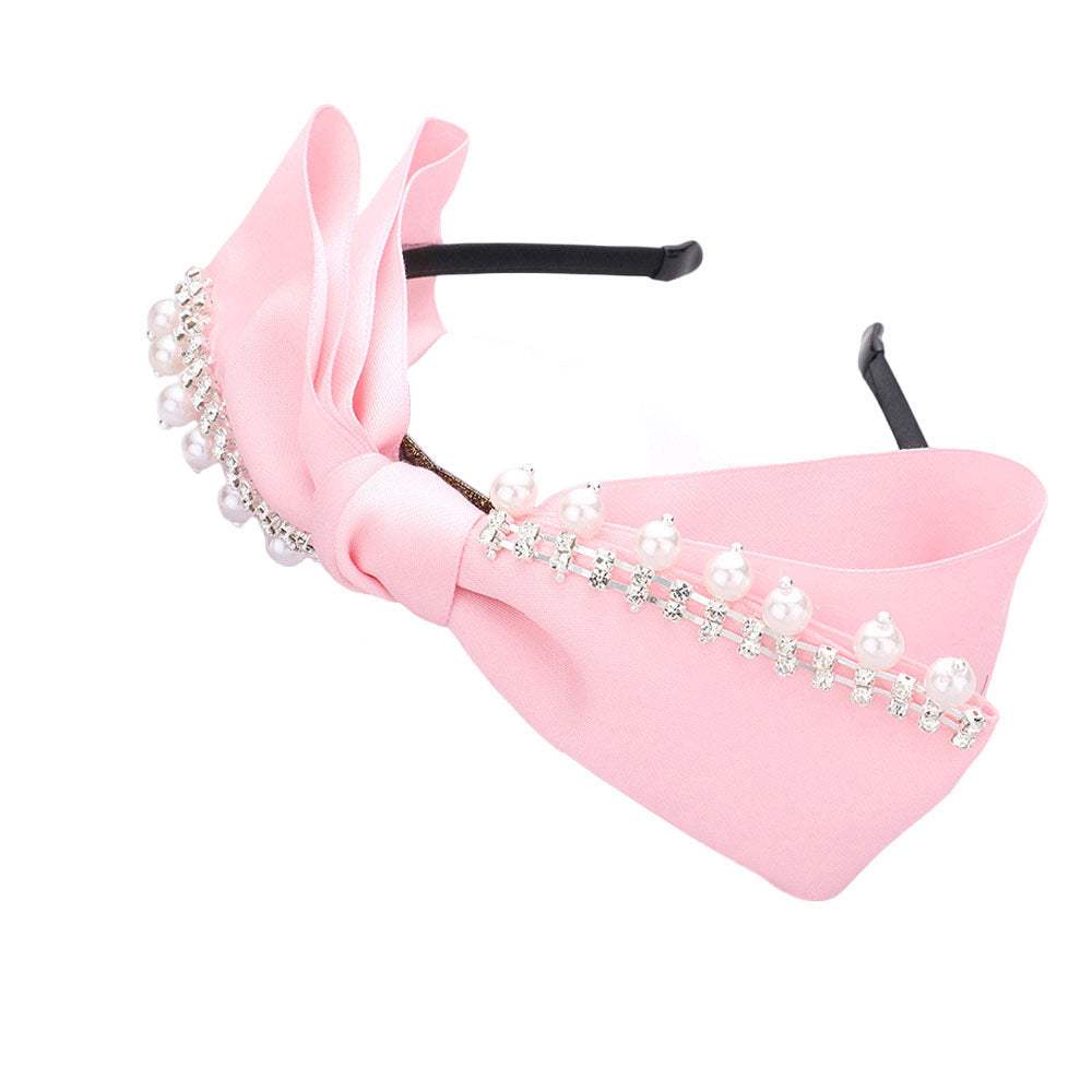Pearl Stone Embellished Bow Headband - Madeline Love - Flyclothing LLC