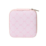 Pink Bow Pattern Portable Square Jewelry Box - Madeline Love - Flyclothing LLC