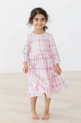 Pink Plaid 3/4 Sleeve Pocket Twirl Dress - Mila & Rose ® - Flyclothing LLC