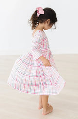 Pink Plaid 3/4 Sleeve Pocket Twirl Dress - Mila & Rose ® - Flyclothing LLC