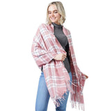 Plaid Check Oblong Scarf With Tassel - Madeline Love - Flyclothing LLC