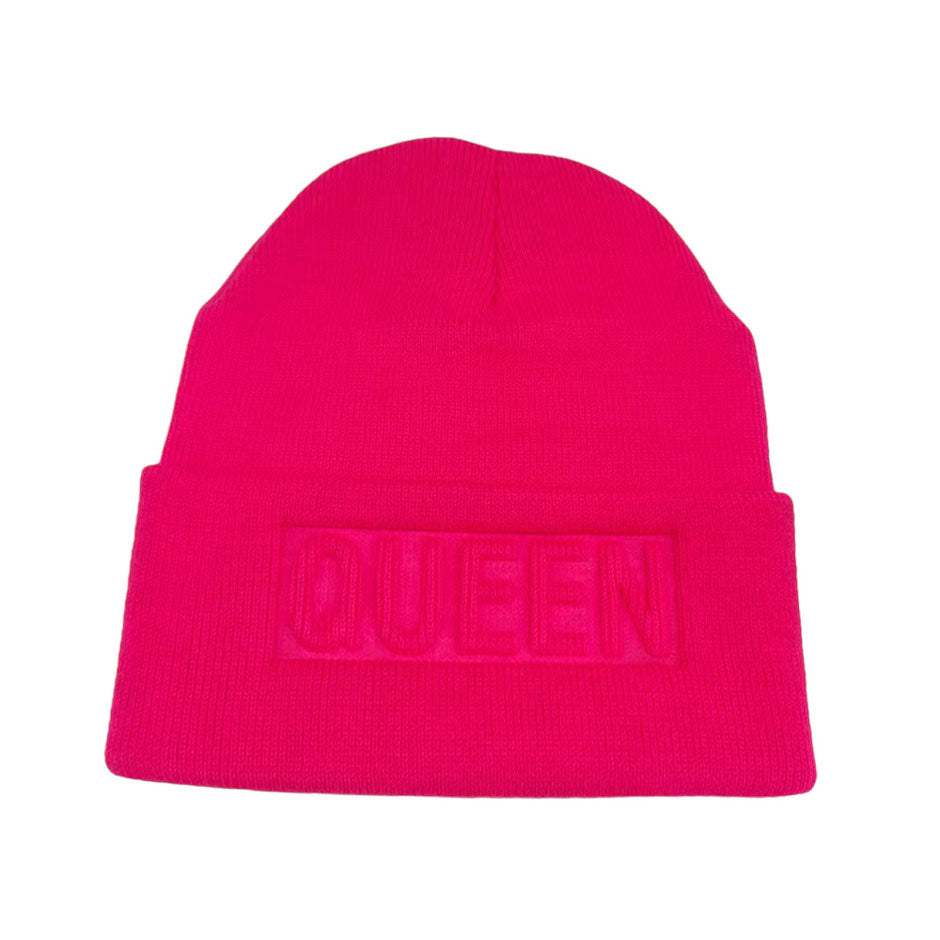 Queen Message Solid Knit Beanie Hat - Madeline Love - Flyclothing LLC