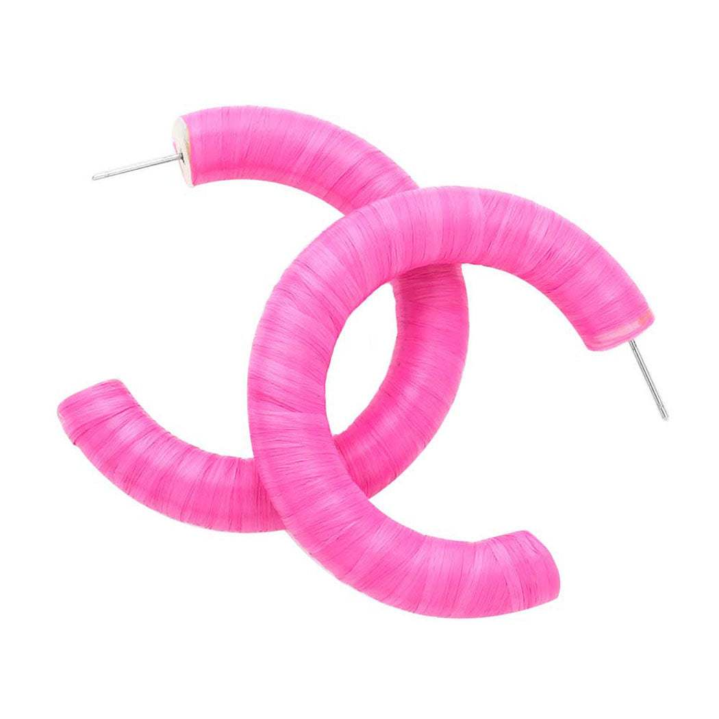 Raffia Wrapped Hoop Earrings - Madeline Love - Flyclothing LLC