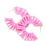 Raffia Wrapped Octagon Hoop Earrings - Madeline Love - Flyclothing LLC