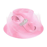 Rhinestone Embellished Feather Accented Mesh Bow Dressy Hat - Madeline Love - Flyclothing LLC