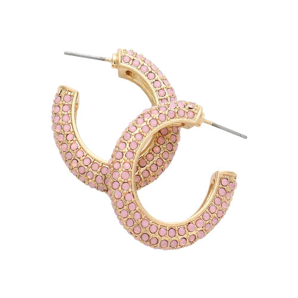 Rhinestone Embellished Oval Hoop Evening Earrings - Madeline Love - Flyclothing LLC