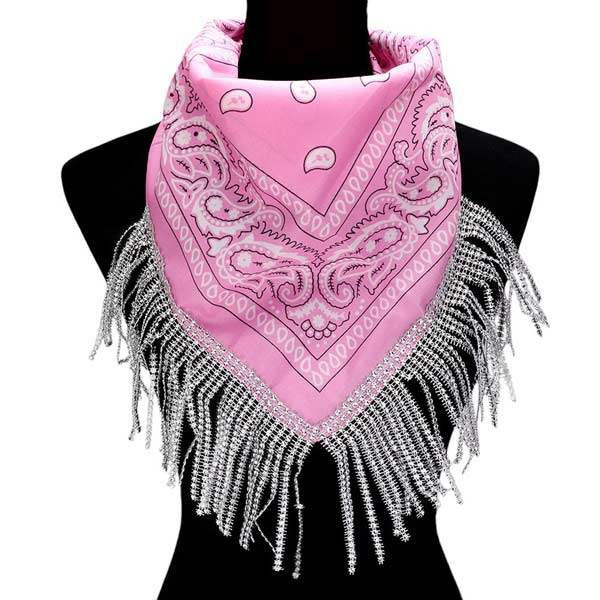 Rhinestone Like Fringe Cowgirl Bandana Scarf - Madeline Love - Flyclothing LLC