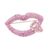 Rhinestone Lip Heart Pin Brooch - Madeline Love - Flyclothing LLC