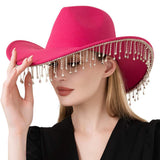 Rhinestone Stone Paved Fringe Around Cowboy Western Hat - Madeline Love - Flyclothing LLC