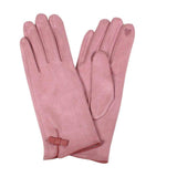 Ribbon Pointed Faux Suede Touch Smart Gloves - Madeline Love - Flyclothing LLC