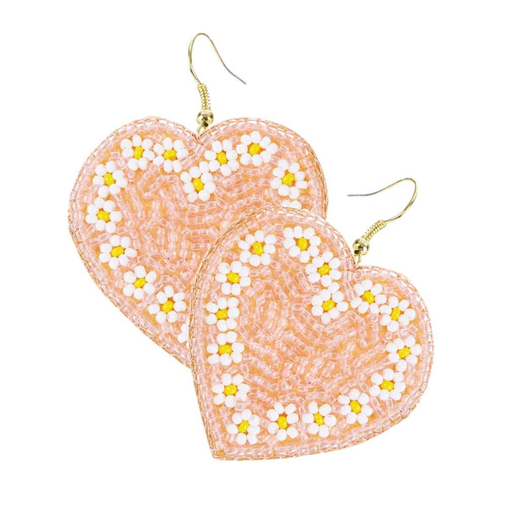 Seed Beaded Heart Dangle Earrings - Madeline Love - Flyclothing LLC