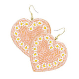 Seed Beaded Heart Dangle Earrings - Madeline Love - Flyclothing LLC