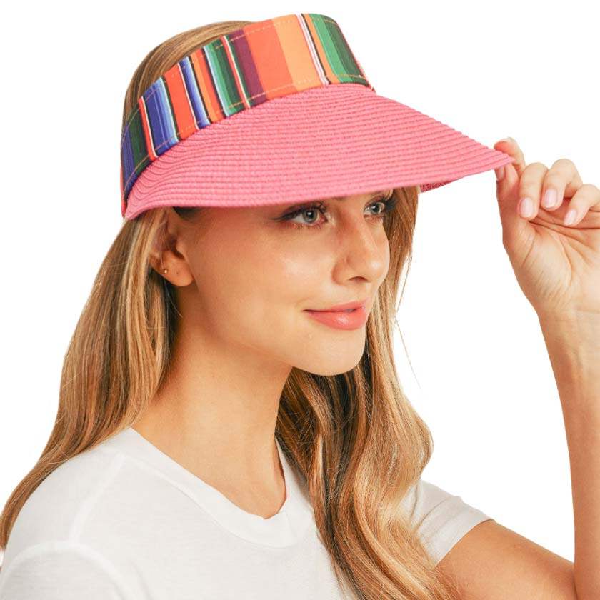 Serape Straw Visor Sun Hat - Madeline Love - Flyclothing LLC
