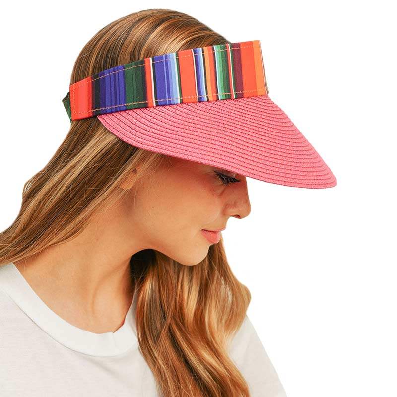 Serape Straw Visor Sun Hat - Madeline Love - Flyclothing LLC