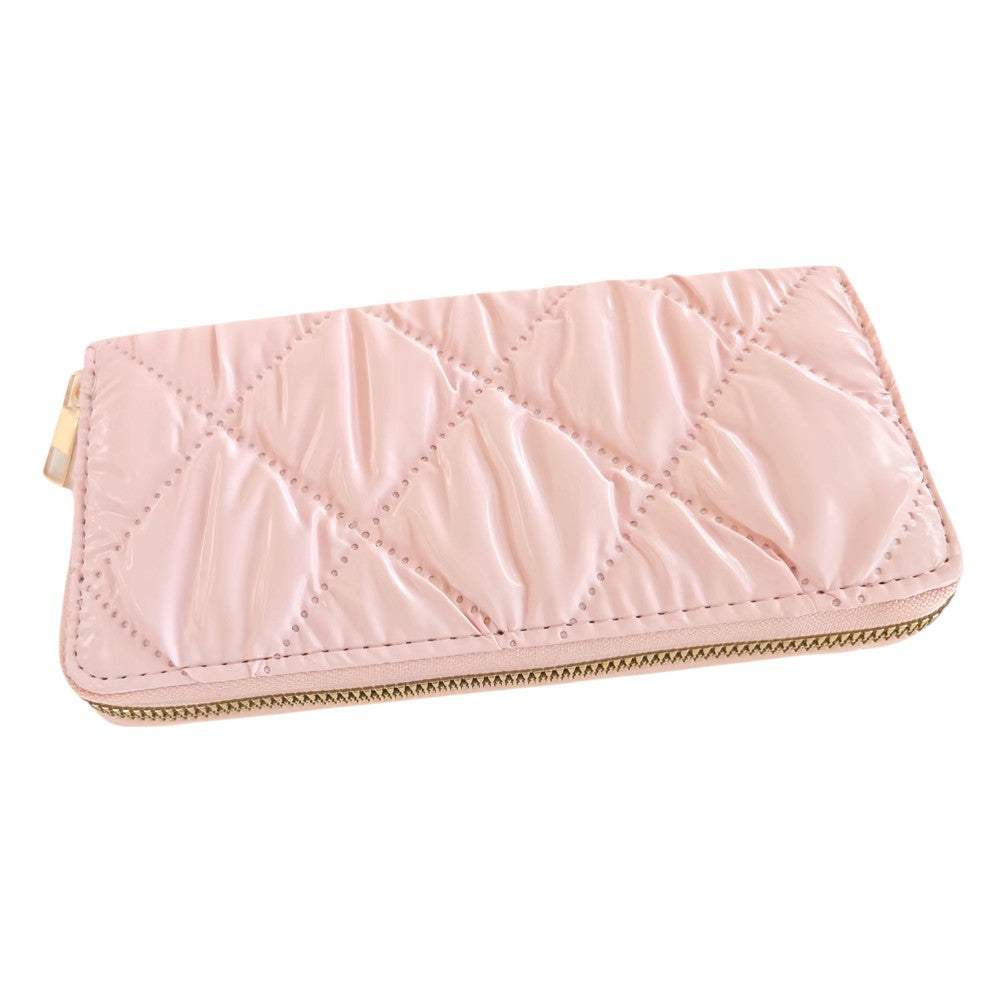 Shiny Faux Leather Padded Wallet with Wristlet - Madeline Love - Flyclothing LLC