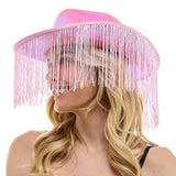 Shiny Western Cowboy Hat with Fringe - Madeline Love - Flyclothing LLC