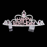 Teardrop Crystal Rhinestone Happy Birthday Tiara - Madeline Love - Flyclothing LLC