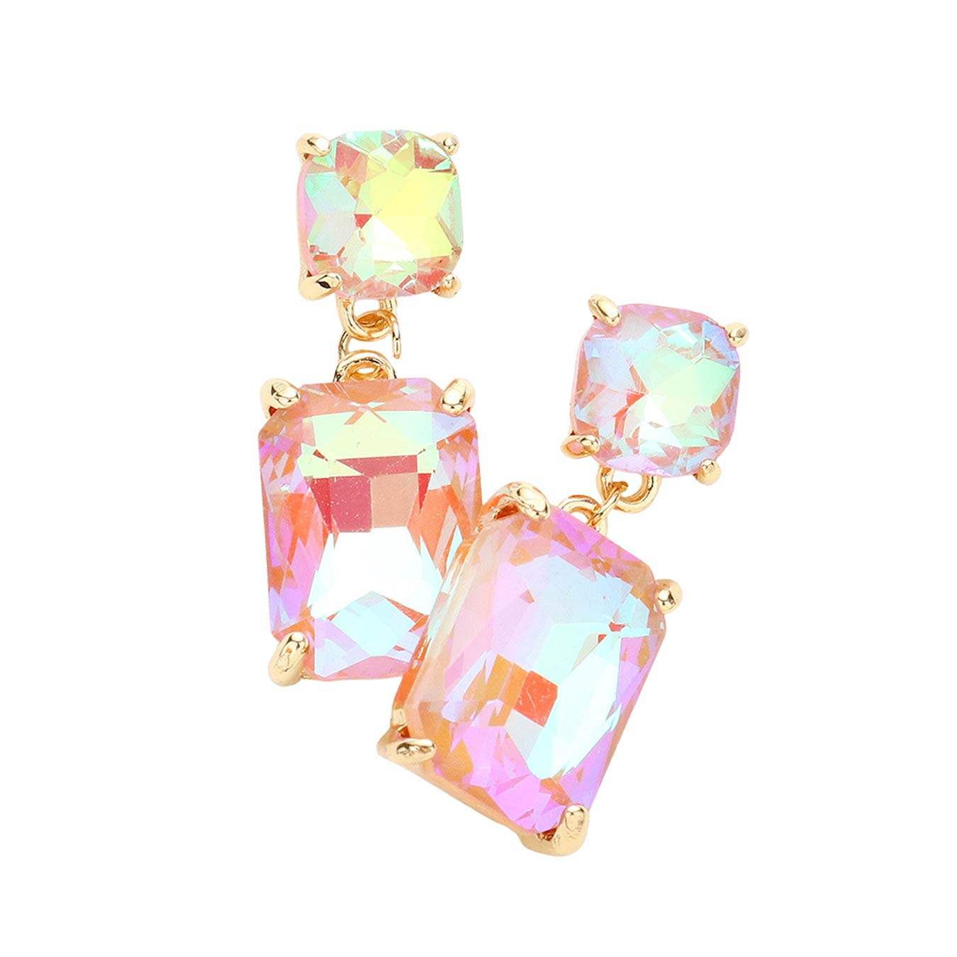 Square Rectangle Link Dangle Evening Earrings - Madeline Love - Flyclothing LLC