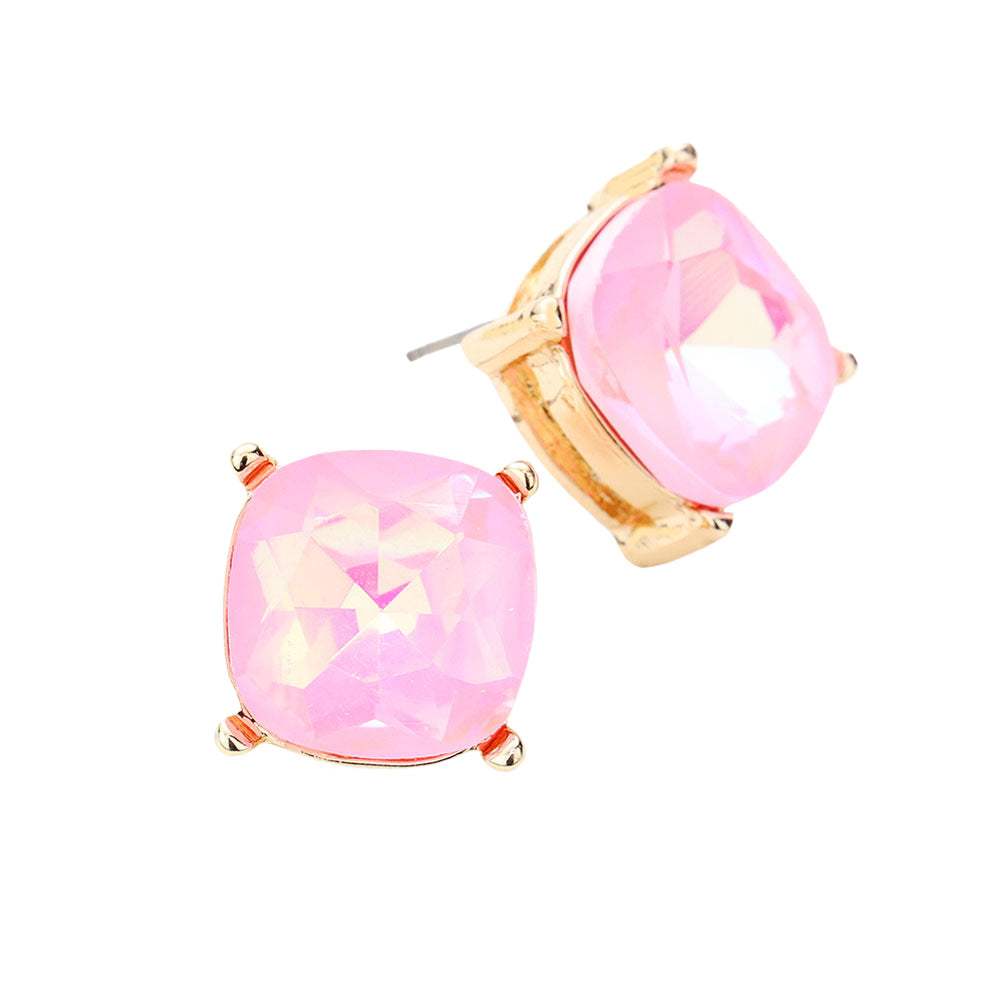 Square Stone Stud Earrings - Madeline Love - Flyclothing LLC