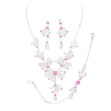 Stone Accented Metal Mesh Petal Jewelry Set - Madeline Love - Flyclothing LLC