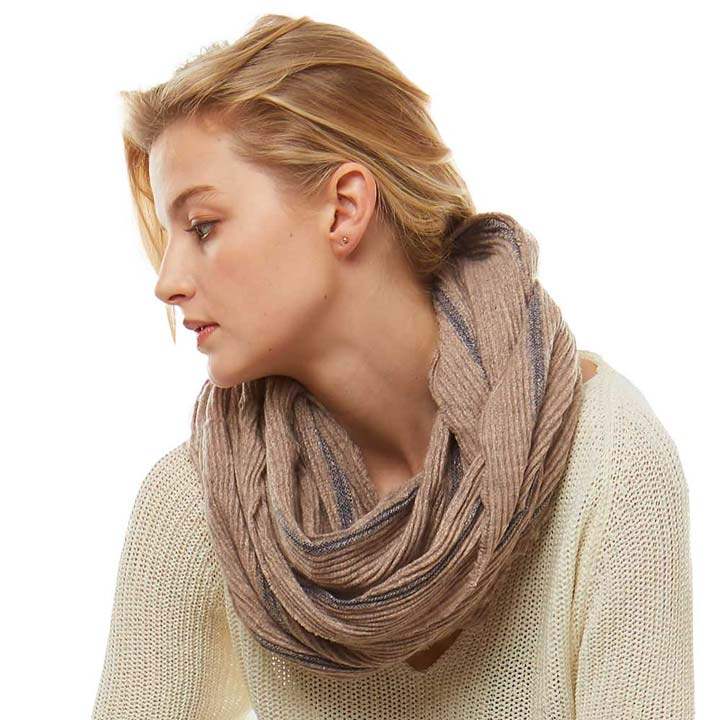 Stripe Textured Boucle Infinity Scarf - Madeline Love - Flyclothing LLC