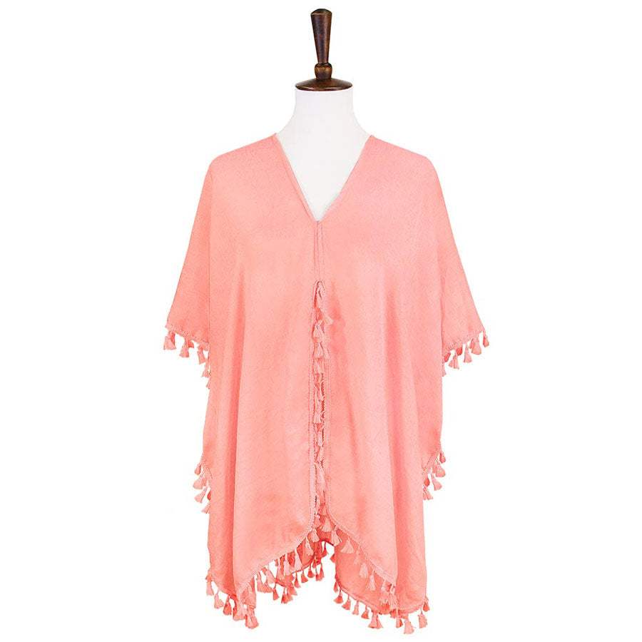 Tassel Trimmed Solid Cover Up - Madeline Love - Flyclothing LLC
