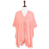 Tassel Trimmed Solid Cover Up - Madeline Love - Flyclothing LLC