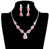 Teardrop Stone Accented Rhinestone Pave Necklace - Madeline Love - Flyclothing LLC