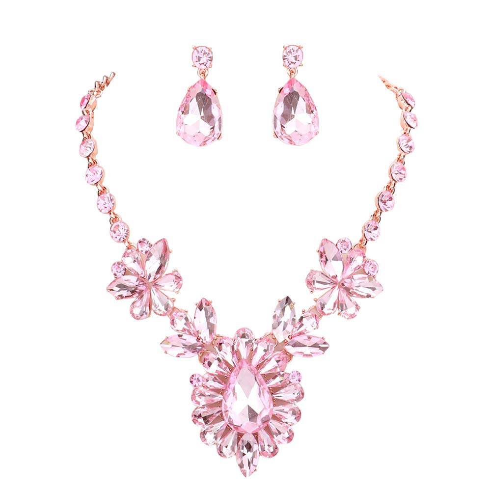 Teardrop Stone Cluster Evening Necklace - Madeline Love - Flyclothing LLC