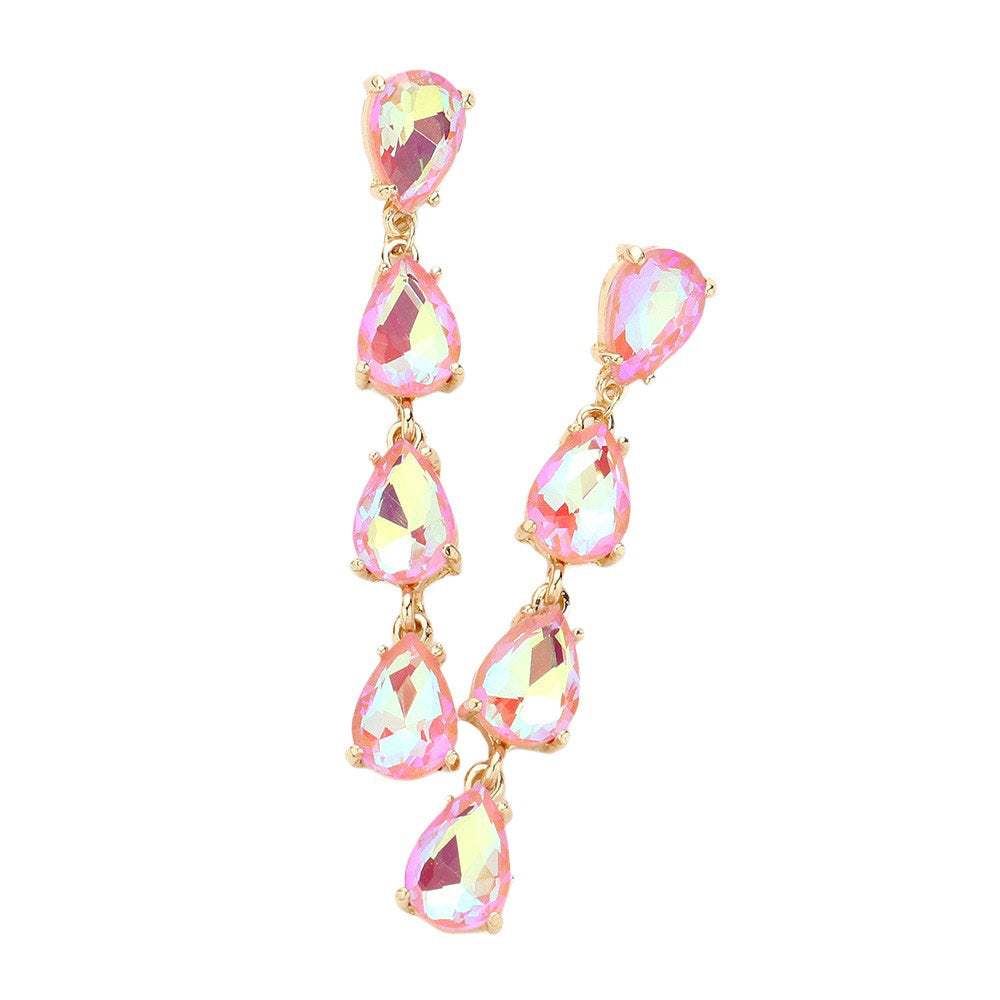 Teardrop Stone Link Dangle Evening Earrings - Madeline Love - Flyclothing LLC