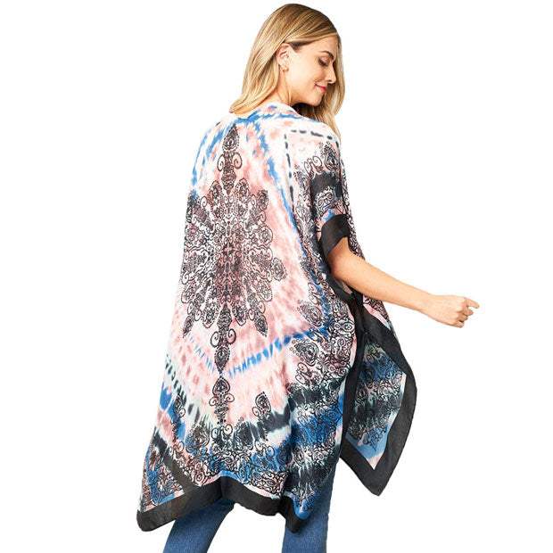 Tie Dye Boho Printed Cover Up Kimono Poncho - Madeline Love - Flyclothing LLC