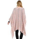 Tiny Pom Pom Embellished Crochet Ruana Poncho - Madeline Love - Flyclothing LLC
