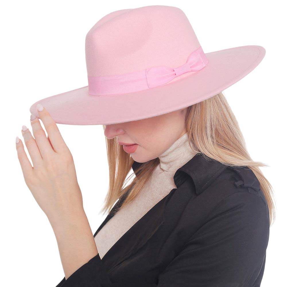 Bow Band Pointed Solid Panama Hat - Madeline Love - Flyclothing LLC