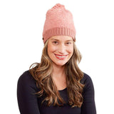 Trendy Face Mask Holder Button Cable Knit Pom Pom Beanie Hat - Madeline Love - Flyclothing LLC