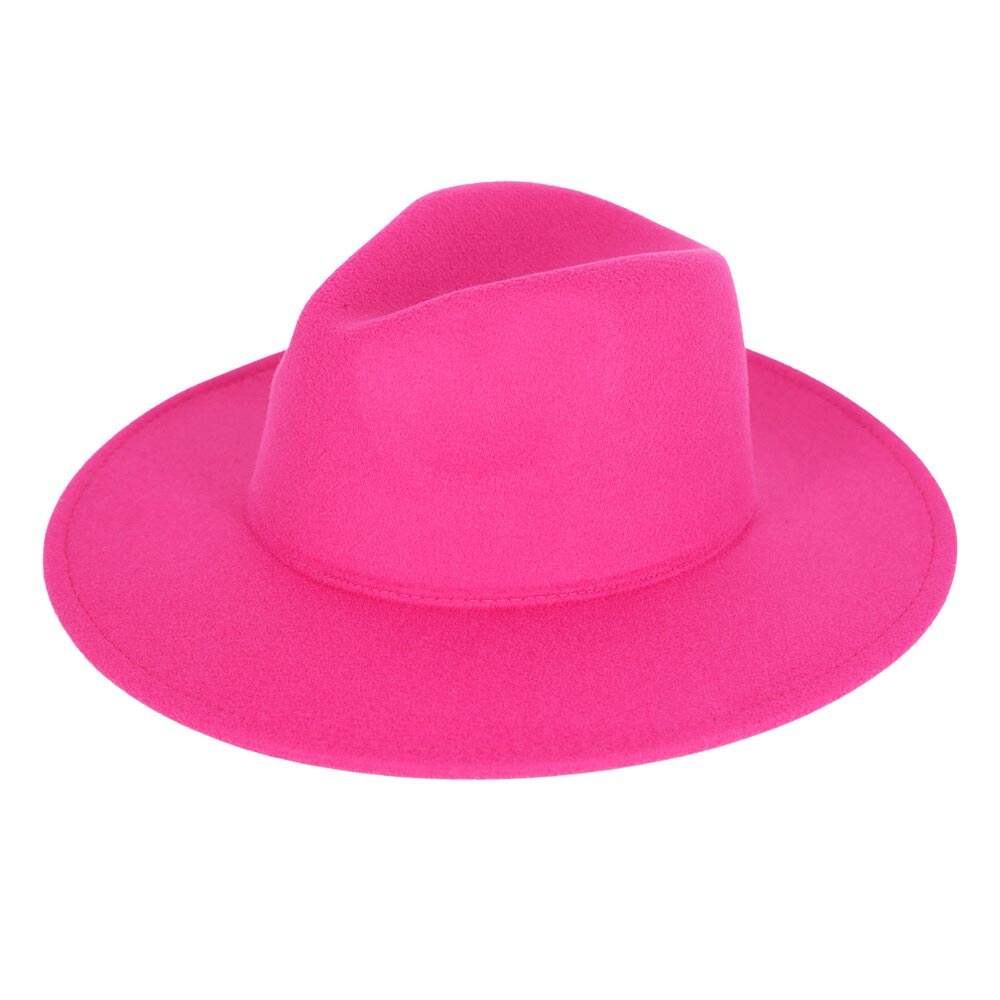 Solid Color Classic Wide Brim Fedora Hat - Madeline Love - Flyclothing LLC