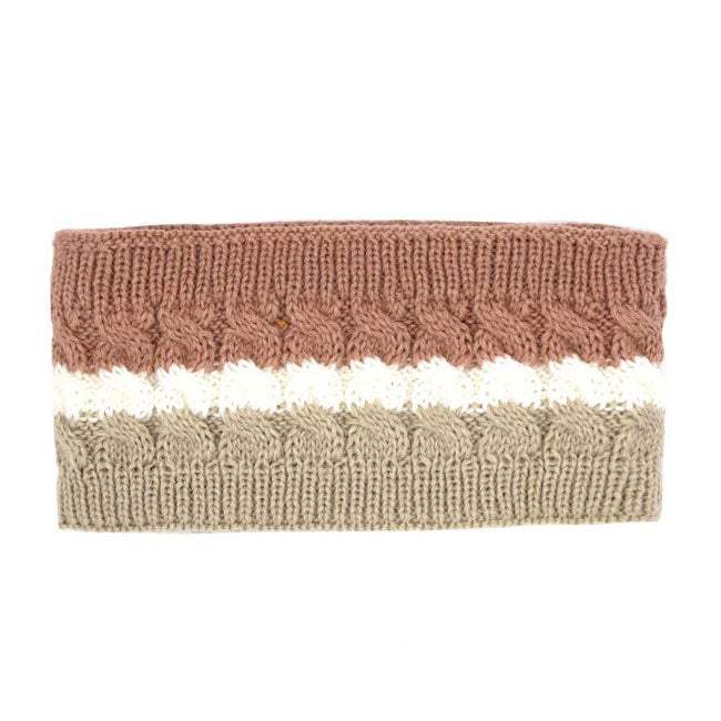 Triple Colored Cable Knit Fleece Headband Earwarmer Earmuff - Madeline Love - Flyclothing LLC