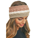 Triple Colored Cable Knit Fleece Headband Earwarmer Earmuff - Madeline Love - Flyclothing LLC