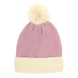 Two Tone Knit Pom Pom Beanie Hat - Madeline Love - Flyclothing LLC