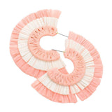 Two Tone Raffia Half Round Earrings - Madeline Love - Flyclothing LLC