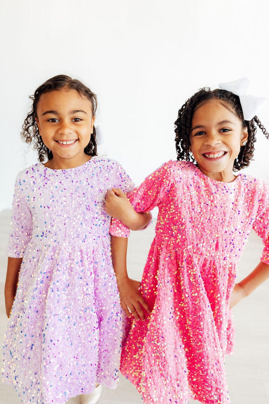 Pink Velvet Sequin Dress