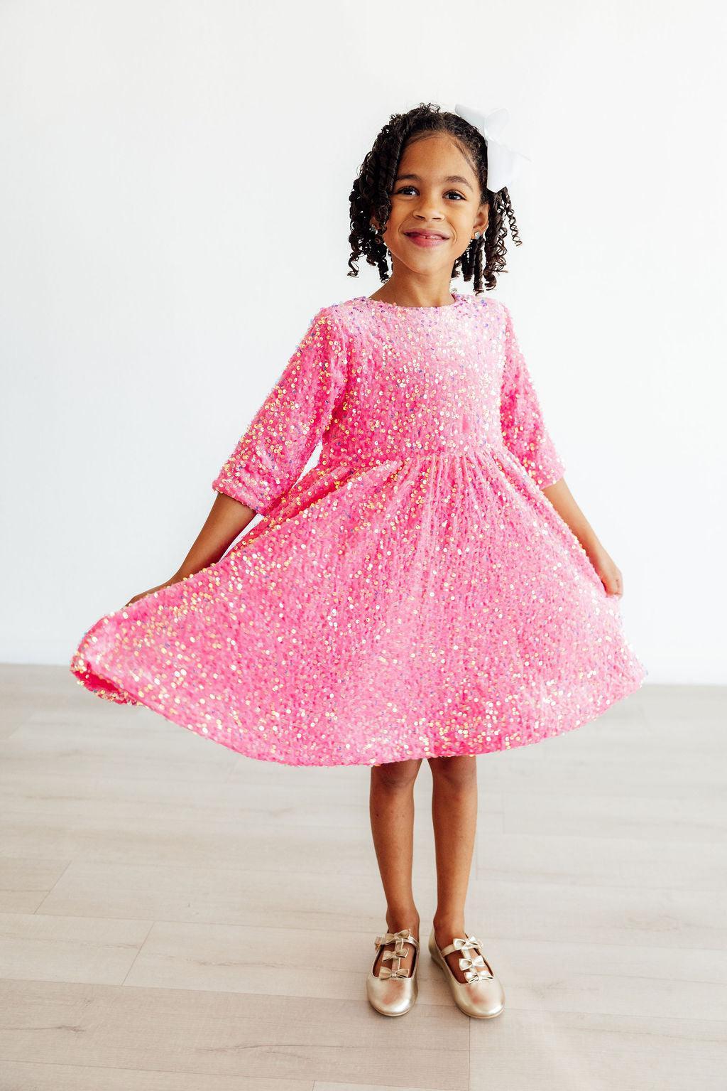 Pink Velvet Sequin Dress