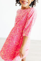 Pink Velvet Sequin Dress