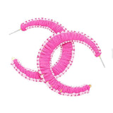 Woven Raffia Hoop Earrings - Madeline Love - Flyclothing LLC